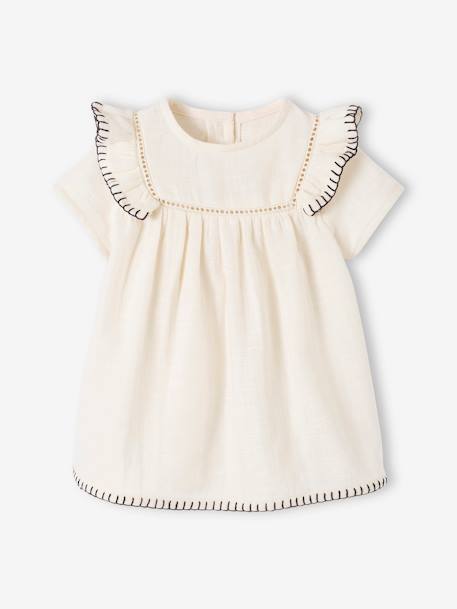 Baby Kleid aus Musselin - wollweiß - 5