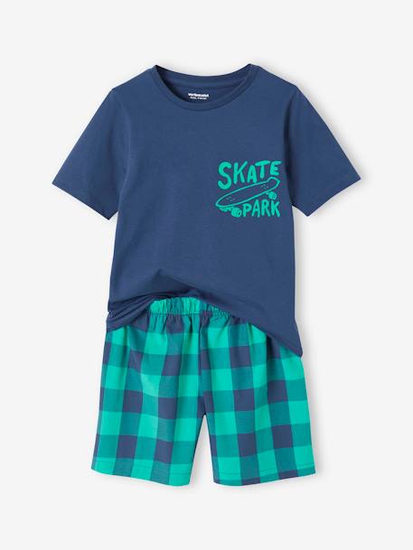 Jungen Sommer-Schlafanzug mit Skater-Print Oeko-Tex - aquamarine - 1