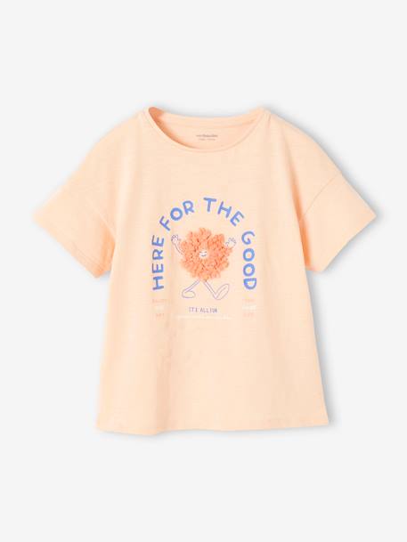 Mädchen T-Shirt mit Rüschenmotiv - aprikose+himmelblau+mandelgrün+marine gestreift+tinte+wollweiß - 1