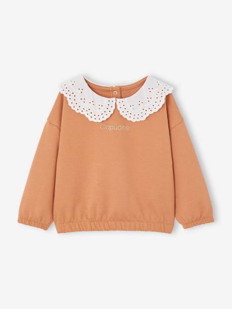 Baby Sweatshirt mit Recycling-Polyester - karamell+salbeigrün - 5