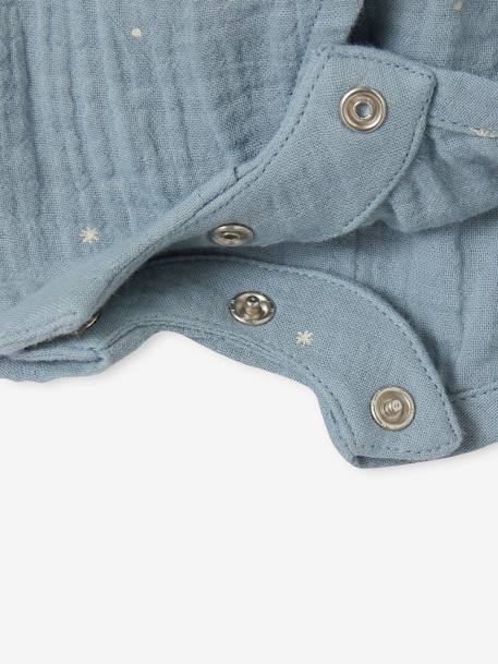 Kurzer Baby Schlafanzug, personalisierbar Oeko-Tex - graublau+wollweiß - 6