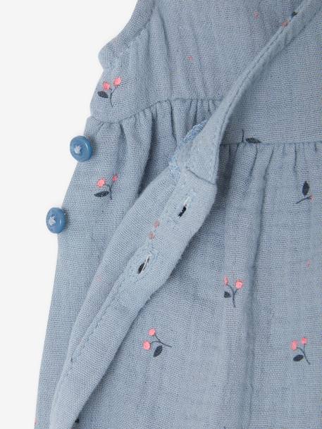 Baby-Set aus Musselin: Kleid & Sonnenhut - blau chambray - 5