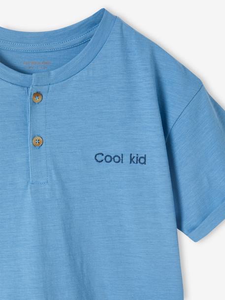 Jungen Henley-Shirt mit Recycling-Baumwolle BASIC, personalisierbar - azurblau+wollweiß - 4