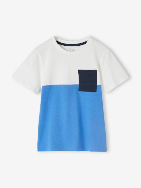 Jungen T-Shirt, Colorblock Oeko-Tex - azurblau+khaki+orange+schwarz - 1