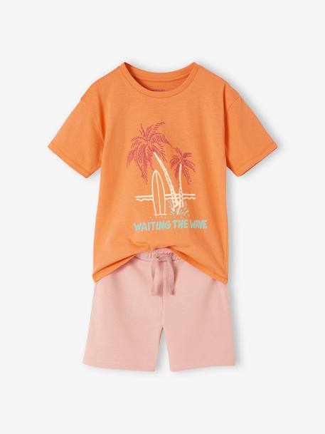 Kurzer Jungen Schlafanzug mit Palmen Oeko-Tex - aprikose - 1