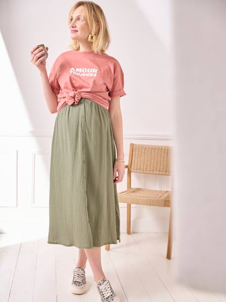 Umstands-T-Shirt mit Schriftzug Bio-Baumwolle - mintgrün+terrakotta farbe - 6