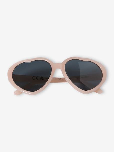 Mädchen Sonnenbrille in Herzform - hellbraun+rosa - 5