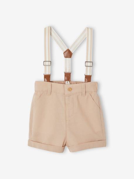 Festliches Baby-Set: Hemd, Shorts & Hosenträger - taupe - 3