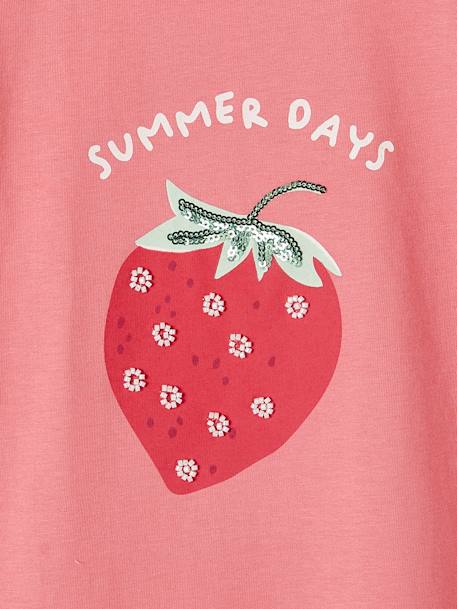Mädchen T-Shirt mit Pailletten Oeko-Tex - erdbeer+mandarine+wollweiß - 3