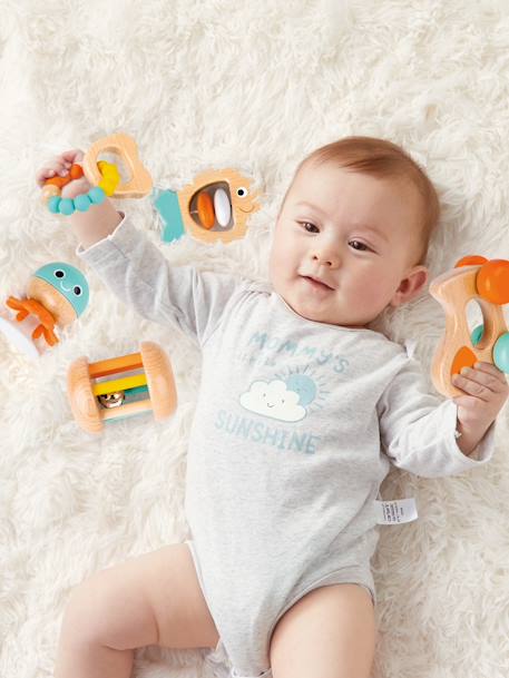 Mitwachsendes Baby Spielzeug-Set HAPE - natur/türkis/orange - 4