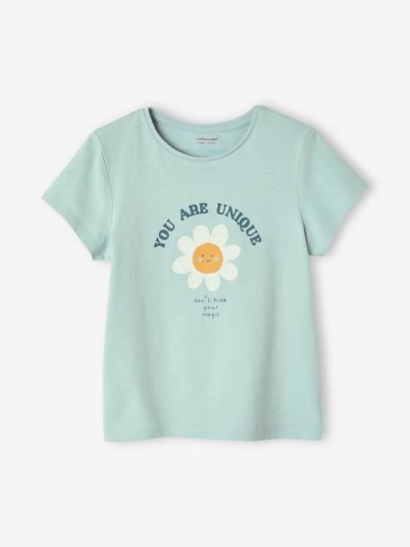 Mädchen T-Shirt, Message-Print BASIC Oeko-Tex - bonbon rosa+erdbeer+hellblau+himmelblau+koralle+marine+rot+tannengrün+vanille - 10