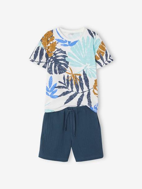 Baby-Set: T-Shirt & Musselin-Shorts - nachtblau - 1
