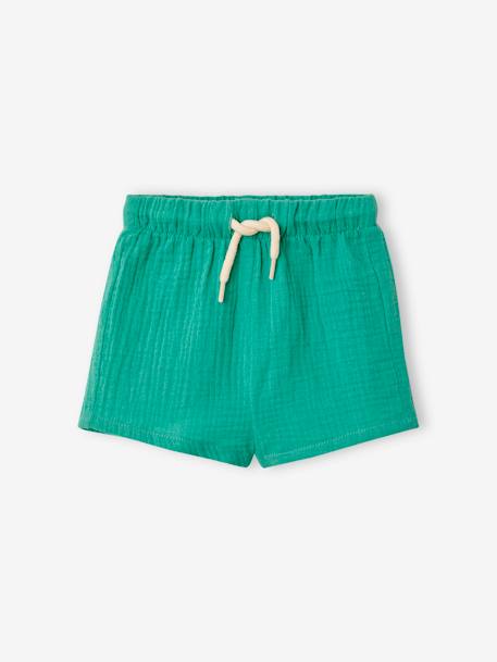 Baby-Set: T-Shirt & Shorts - mintgrün+mokka - 3