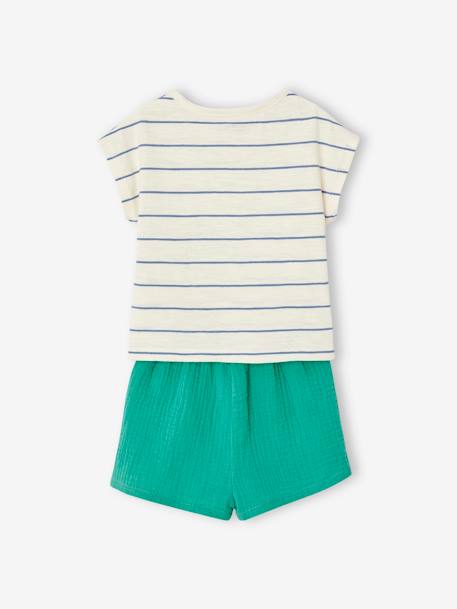 Baby-Set: T-Shirt & Shorts - mintgrün+mokka - 4