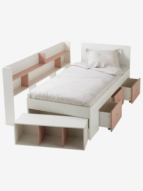 Kinderbett BASEO mit Schubladen - rosa nude+weiß - 3