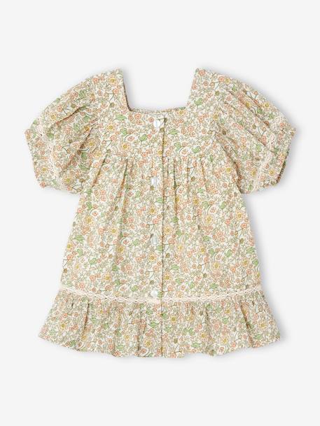 Mädchen Baby Kleid mit Spitze - vanille - 2