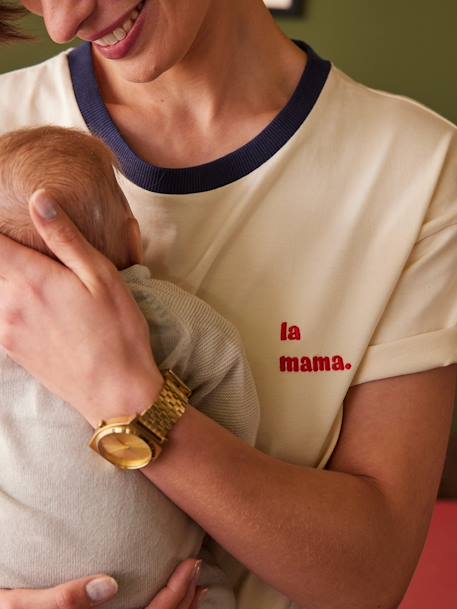 Besticktes T-Shirt für Schwangerschaft ENVIE DE FRAISE, Bio-Baumwolle - wollweiß - 3