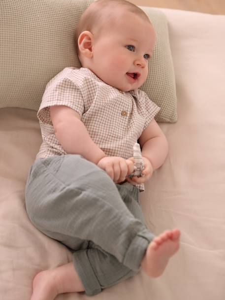 Baby-Set: T-Shirt & Shorts - graugrün - 1