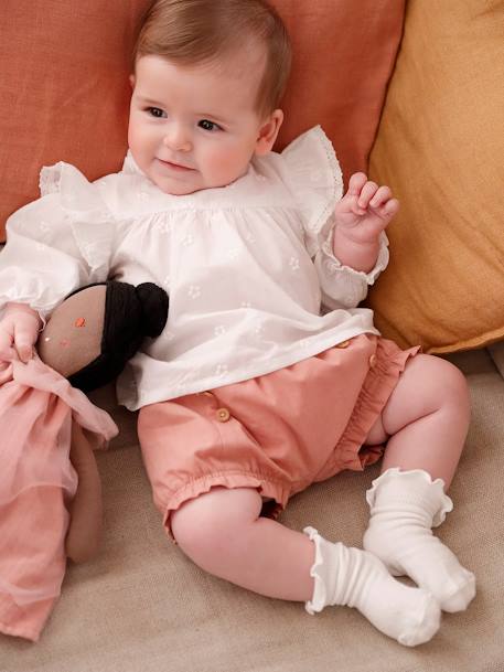 Mädchen Baby Bluse mit langen Ärmeln - weiß - 5