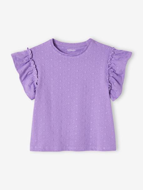 Mädchen T-Shirt mit Volantärmeln Oeko-Tex - violett - 2