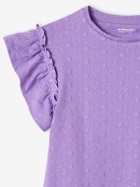 Mädchen T-Shirt mit Volantärmeln Oeko-Tex - violett - 4