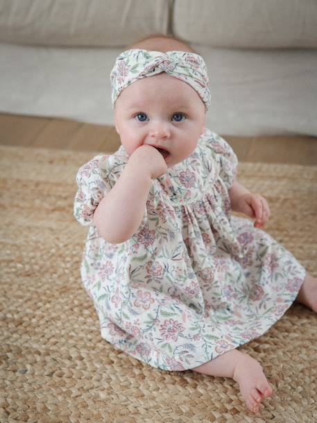 Baby-Set: Musselinkleid & Haarband, Muttertags-Capsule - vanille - 1