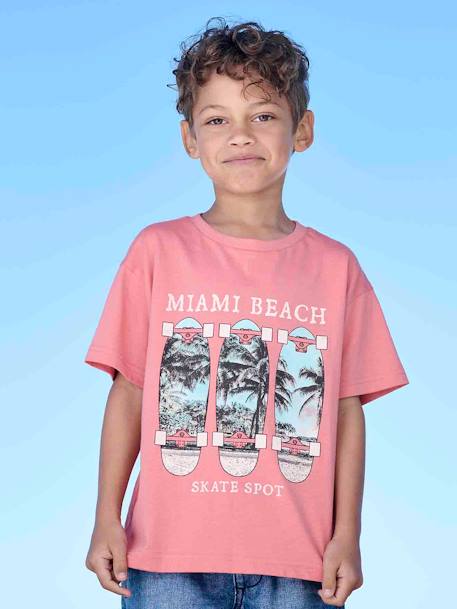 Jungen T-Shirt mit Fotoprint, Recycling-Baumwolle - aqua+koralle+wollweiß - 4
