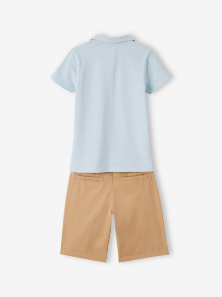 Jungen-Set: Poloshirt & Shorts - himmelblau - 4