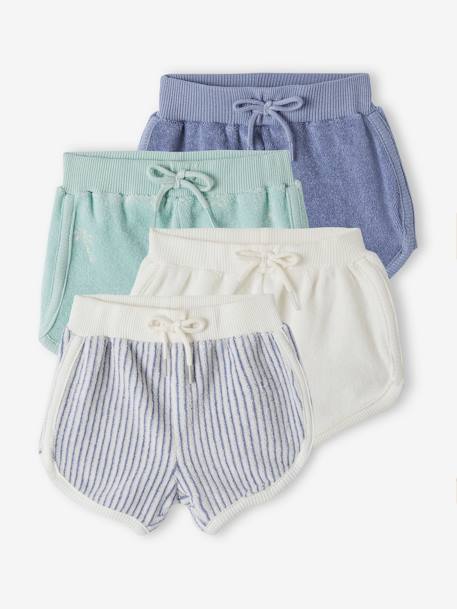 4er-Pack Baby Shorts aus Frottee Oeko-Tex - blau chambray - 1