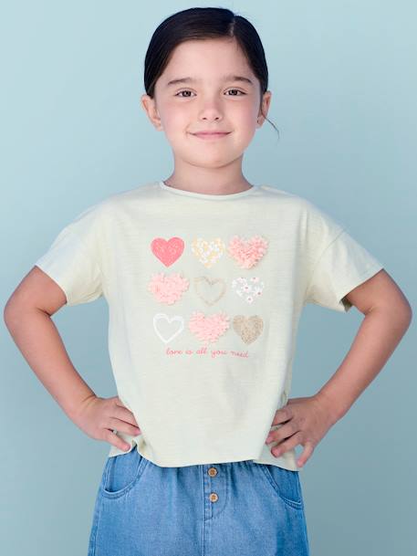 Mädchen T-Shirt mit Rüschenmotiv - aprikose+himmelblau+mandelgrün+marine gestreift+tinte+wollweiß - 7