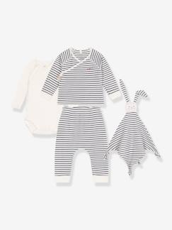Baby-Set: Streifen-Outfit für Neugeborene & Stoffhase PETIT BATEAU -  - [numero-image]