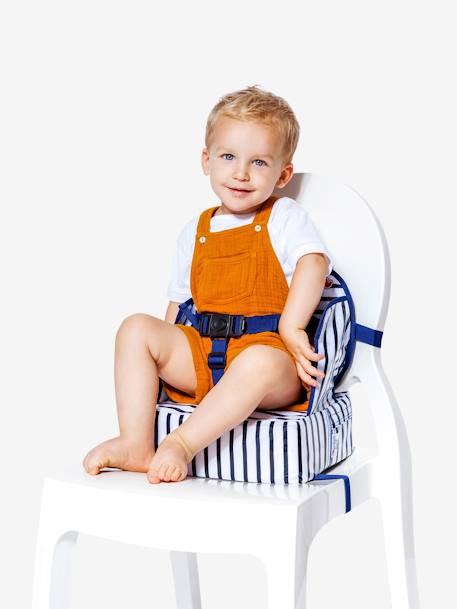 Kinder Stuhl-Sitzerhöhung EASY UP BABYTOLOVE - dunkelblau gestreift+grau/sterne+weiß bedruckt zitronen - 2